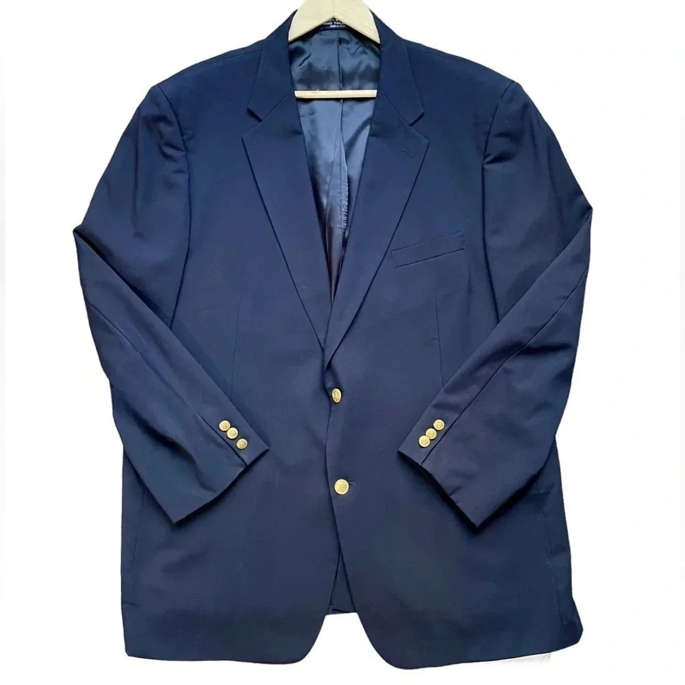 Alan Flusser Single Breasted Navy Men’s Wool Blazer Sports Coat Size 48L